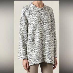Helmut Lang Oversized Cotton/Wool Blend Marled Chunky Knit Sweater